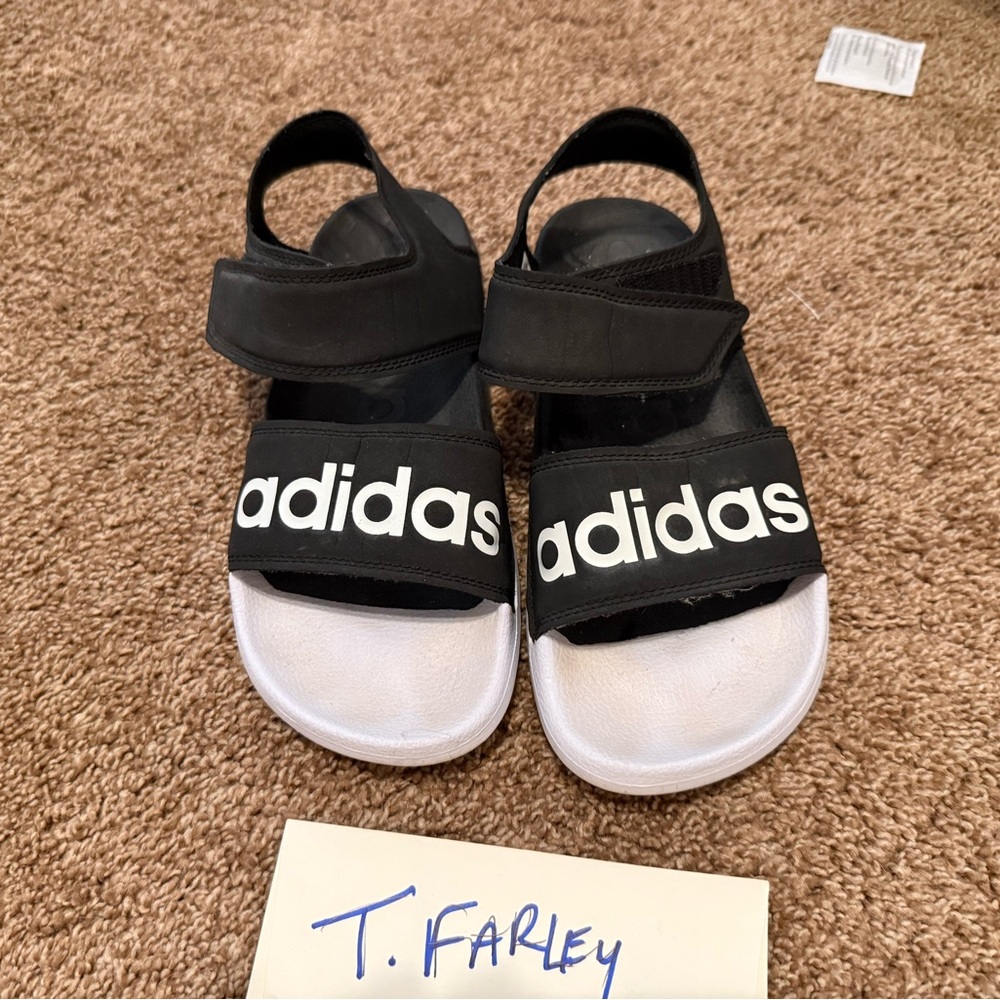 Adidas Black and White Strap Sandals